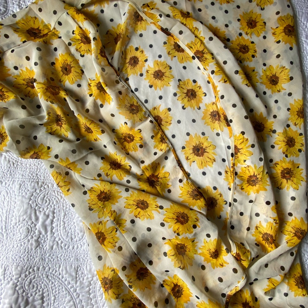 Vibrant Sunflower and Polka Dot Cover Up